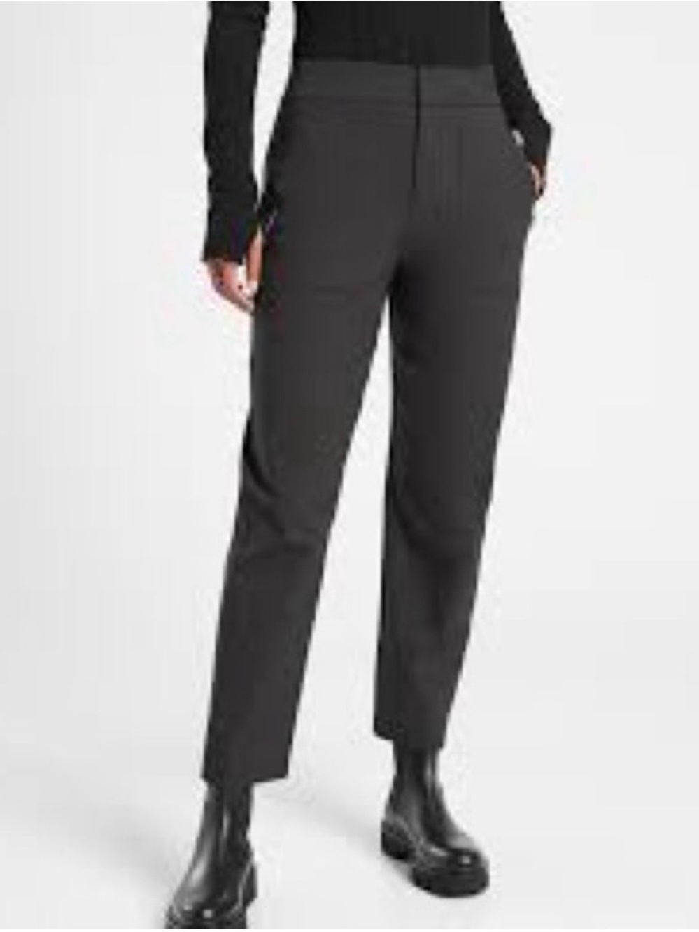 Athleta Wander Hybrid Straight Leg Pants Black Travel Office Size 16